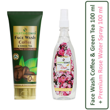 Face Wash Coffee & Green Tea 100 ml + Premium Rose Water spray 100ml